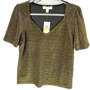 Michael Kors Gold Shimmer Top Medium